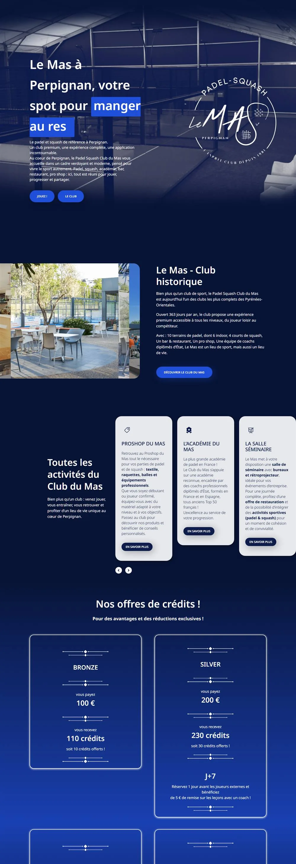 Page d'accueil du site Le Mas